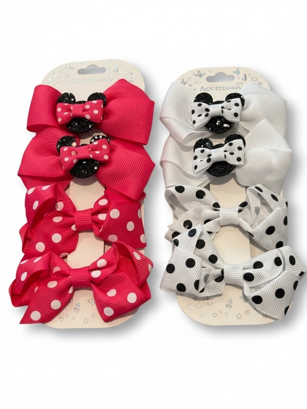 BUNDLE of 8 Disney Mickey Minnie Mouse theme Small Piggie Bow Clips Parks Outfit